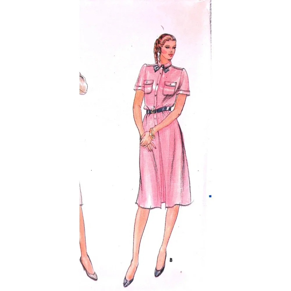 Butterick 3611 Safari Chic Button-Up Shirt Dress Sz 10 Preppie Classic Vtg 70s